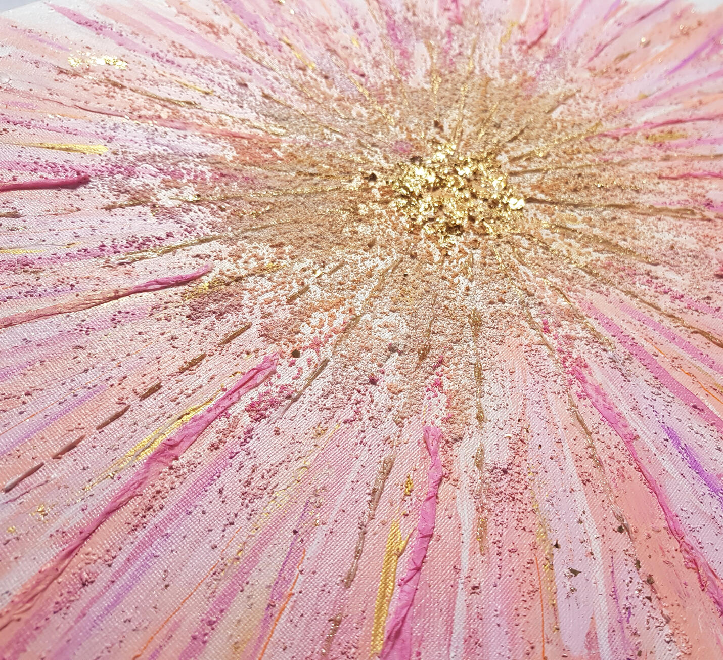 Acrylique - pastel - sable - papier - gel - feuilles dorées